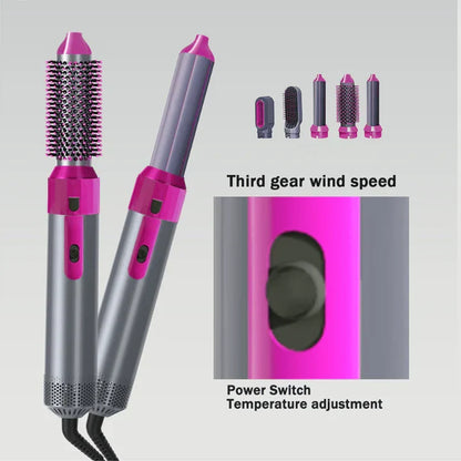 5-in-1 Hot Air Brush | Hair Dryer, Curler & Straightener – Fast Styling Tool for Women