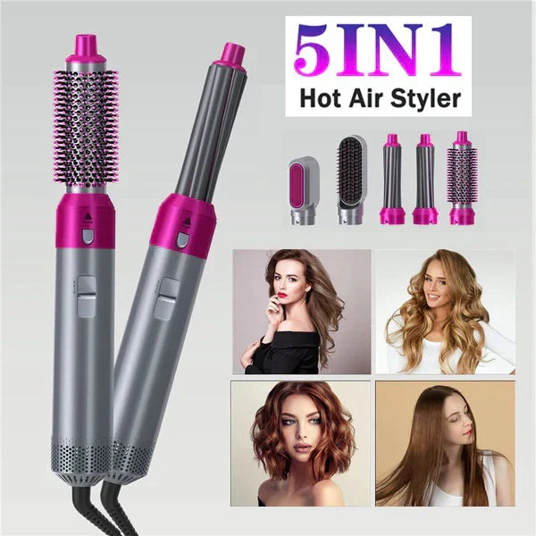 5-in-1 Hot Air Brush | Hair Dryer, Curler & Straightener – Fast Styling Tool for Women