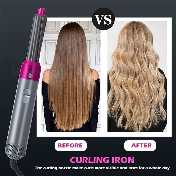 5-in-1 Hot Air Brush | Hair Dryer, Curler & Straightener – Fast Styling Tool for Women