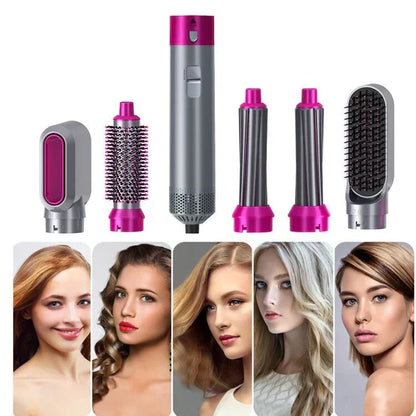 5-in-1 Hot Air Brush | Hair Dryer, Curler & Straightener – Fast Styling Tool for Women